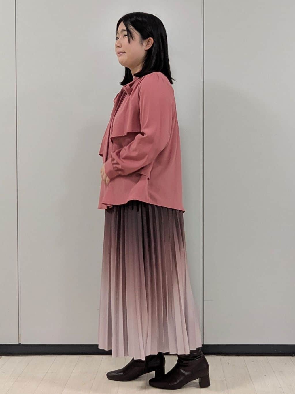 Nonさんの「index｜アシンメトリーレイヤードボウタイブラウス【洗濯機OK／イージーアイロン／防シワ】《XS～3L》」を使ったコーディネート