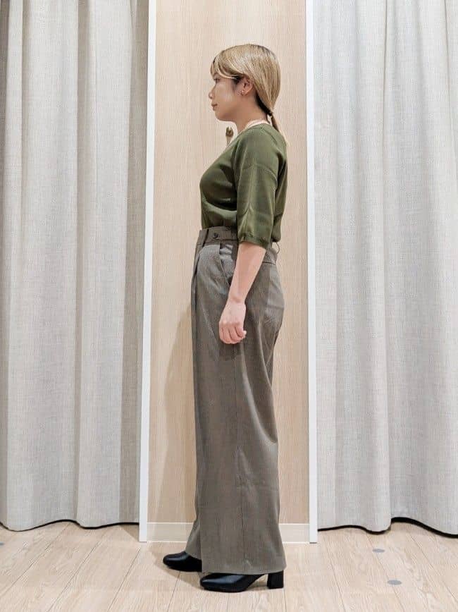 minさんの「grove｜【洗える】毎日履きたいチェックワイドパンツ」を使ったコーディネート