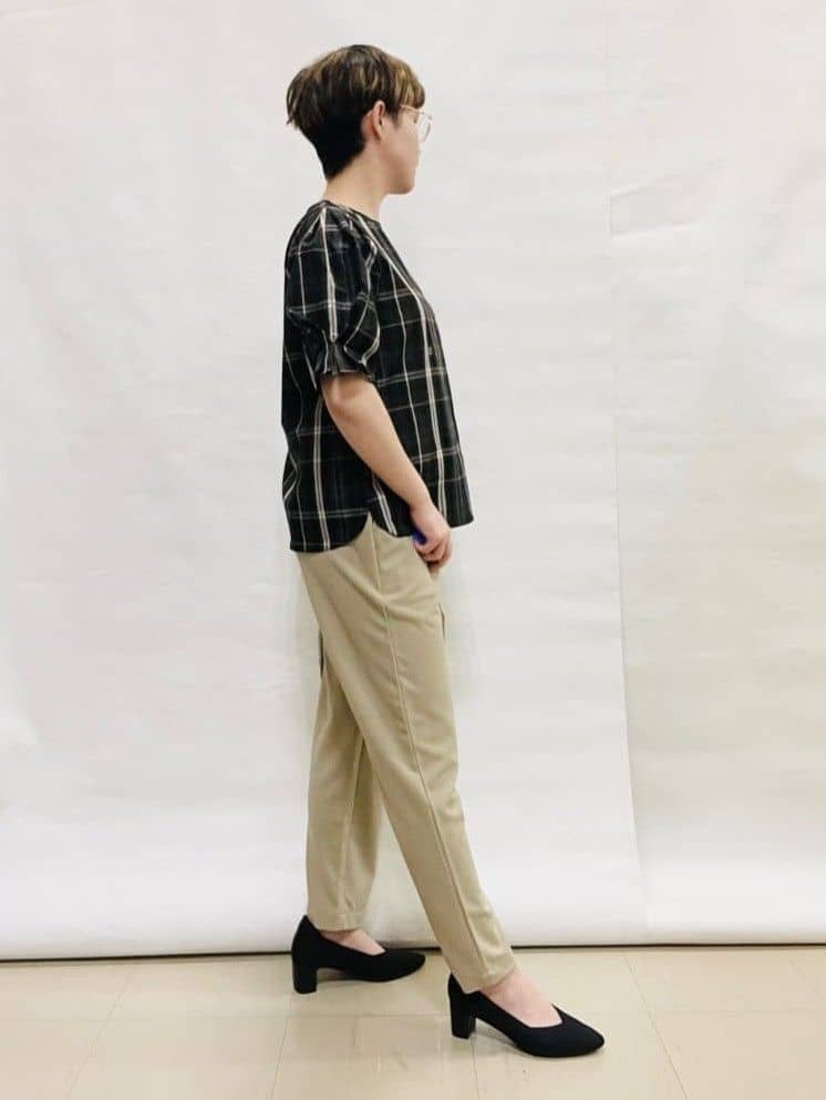 なっちゃんさんの「SHOO･LA･RUE｜【S-LL/5分袖】お袖タックできれいに魅せる 大人のチェックブラウス」を使ったコーディネート