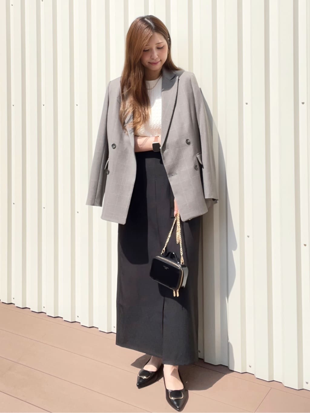 Ramuさんの「OPAQUE.CLIP｜ケーブルハーフスリーブニット【UVケア／洗濯機OK】《6col／S～LL》」を使ったコーディネート