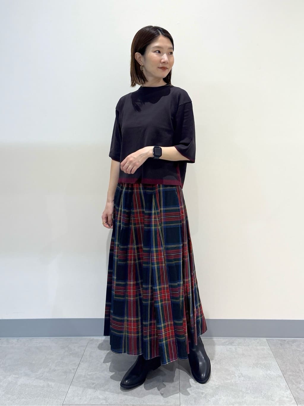 risaさんの「Dessin｜【洗える】バイカラーショート丈ニット」を使ったコーディネート