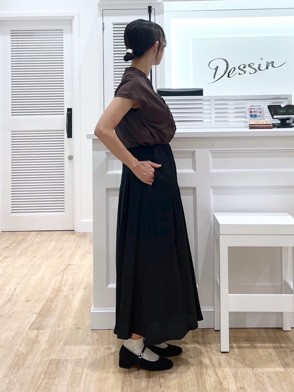 canaさんの「Dessin｜【セットアップ可/ウエストゴム/洗える】ドレープワイドパンツ」を使ったコーディネート