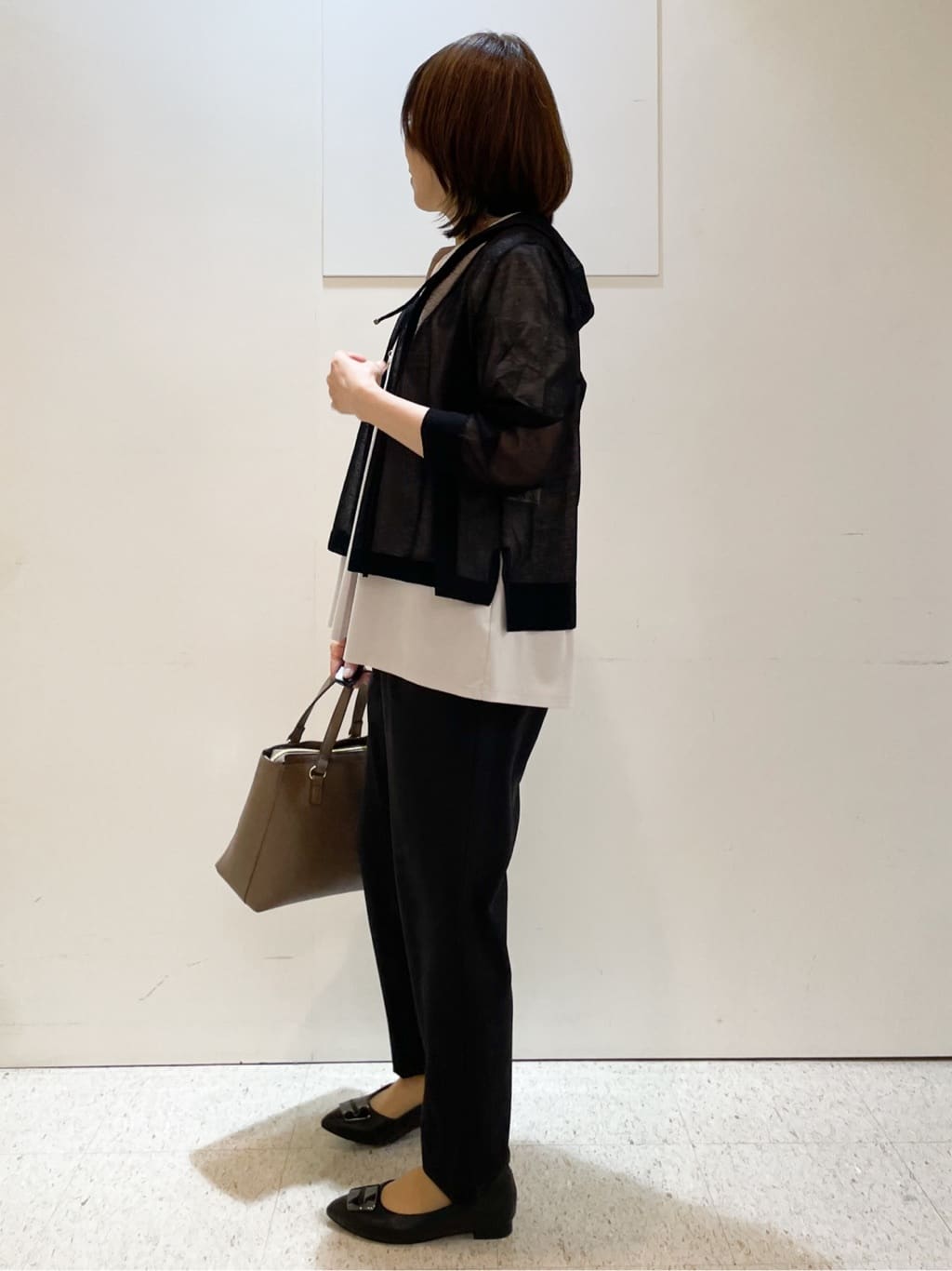 めいさんの「Reflect｜【すっきり見え！長め丈／マシンウォッシュ可】スキッパーネックジャージトップス」を使ったコーディネート