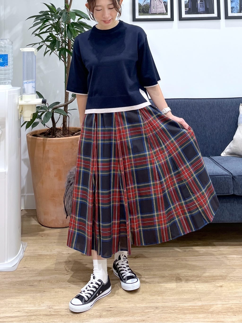 canaさんの「Dessin｜【洗える】バイカラーショート丈ニット」を使ったコーディネート