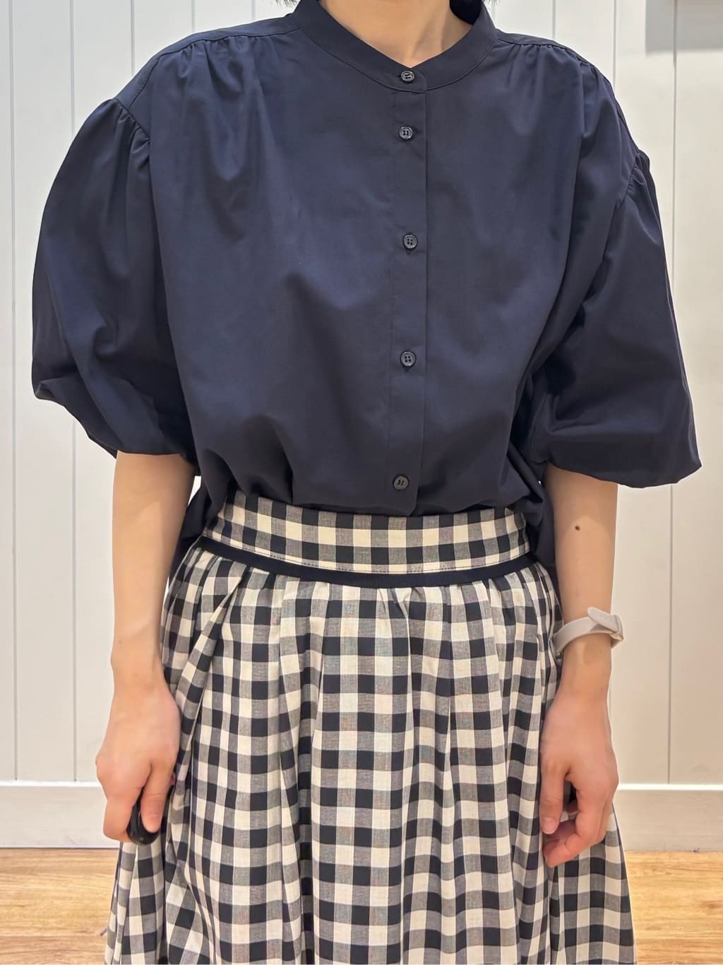 OKADAさんの「Dessin｜【洗える】バルーンスリーブバッグギャザーブラウス」を使ったコーディネート