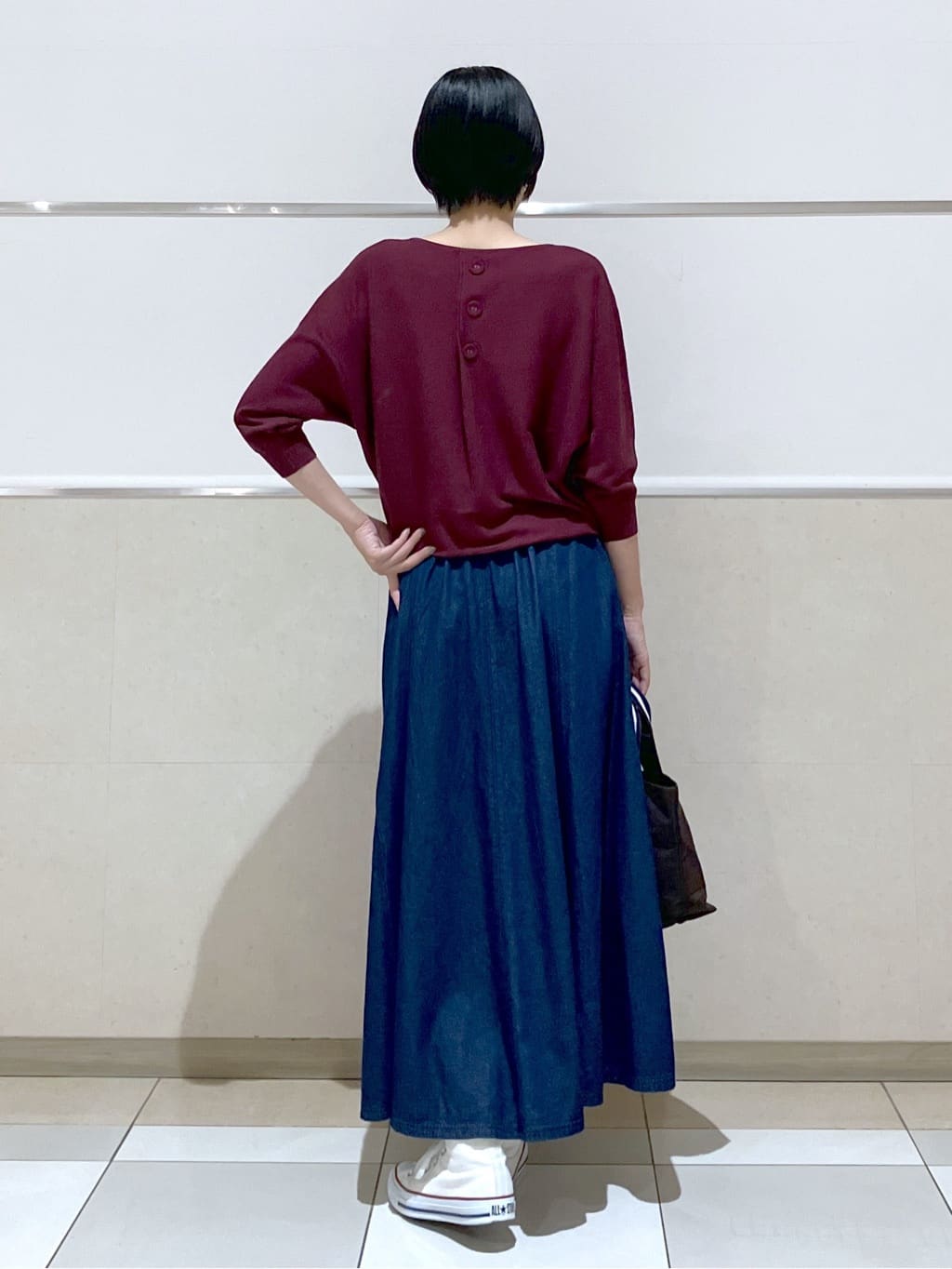 eriko さんの「Dessin｜【洗える】後ろボタンニットプルオーバー七分袖」を使ったコーディネート