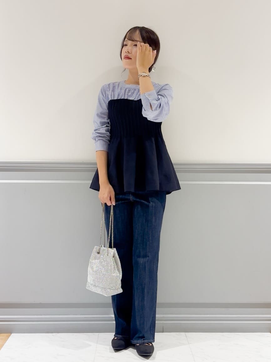 chihaさんの「grove｜一枚でトレンド完成！体型カバーも叶うニットビスチェドッキングブラウス」を使ったコーディネート