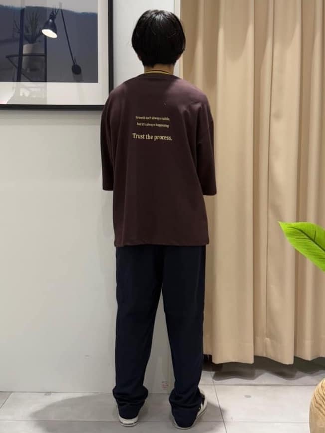 はさんの「THE SHOP TK｜配色刺繍6分袖Tシャツ 【ビッグシルエット／洗濯機OK】」を使ったコーディネート