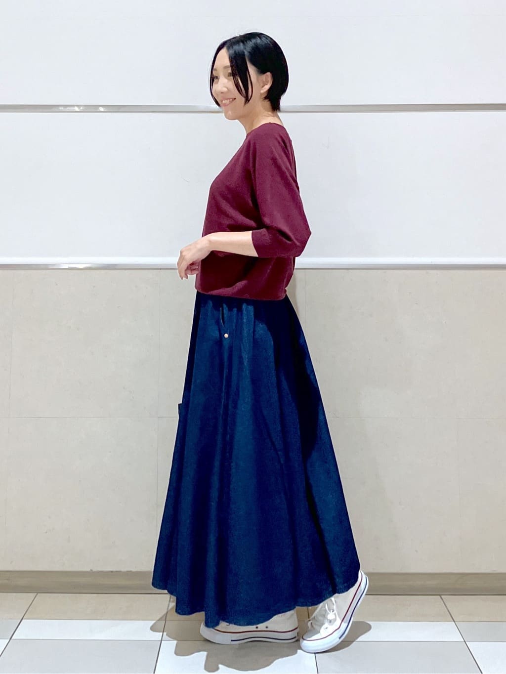 eriko さんの「Dessin｜【洗える】後ろボタンニットプルオーバー七分袖」を使ったコーディネート