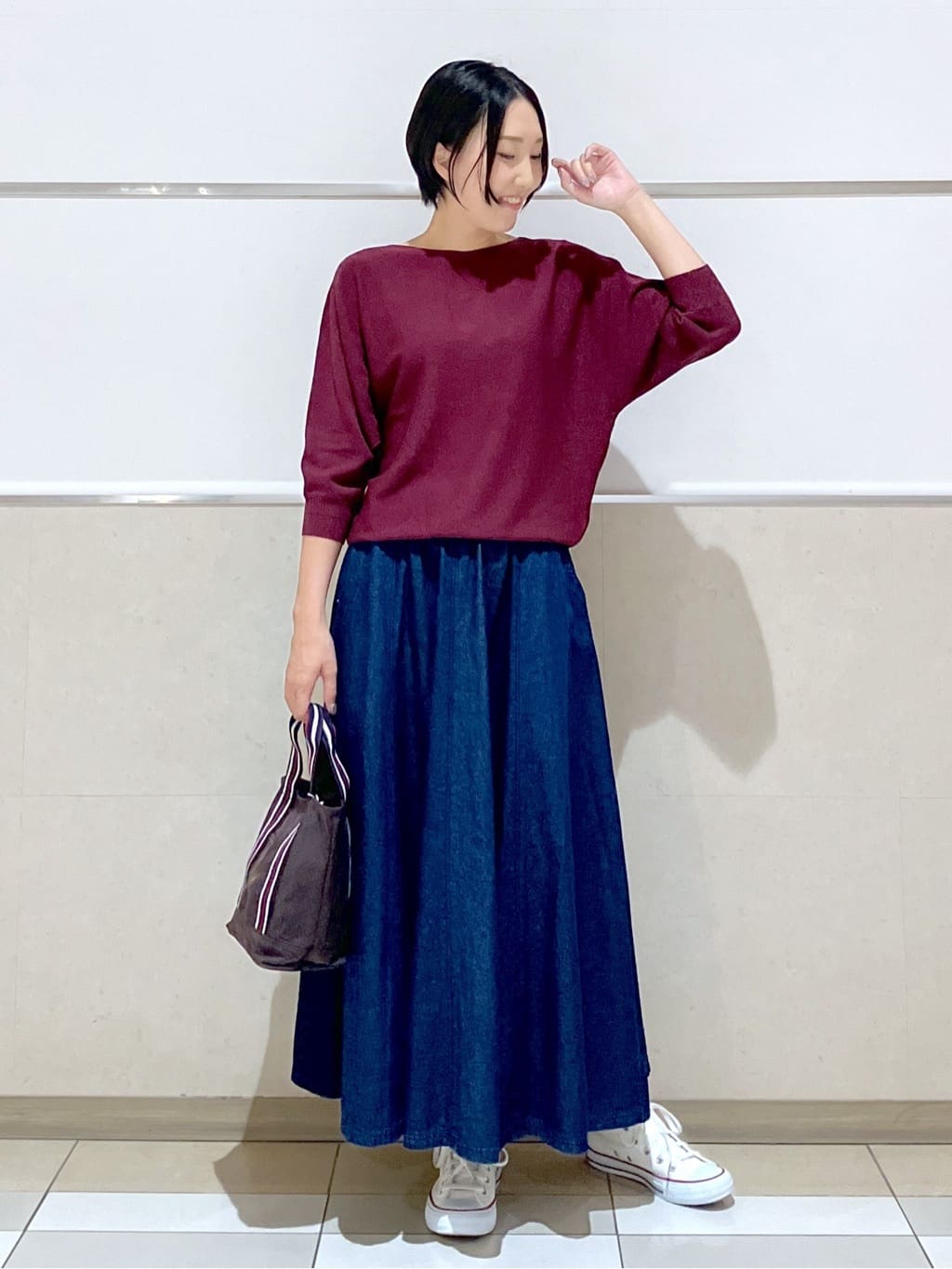 eriko さんの「Dessin｜【洗える】後ろボタンニットプルオーバー七分袖」を使ったコーディネート
