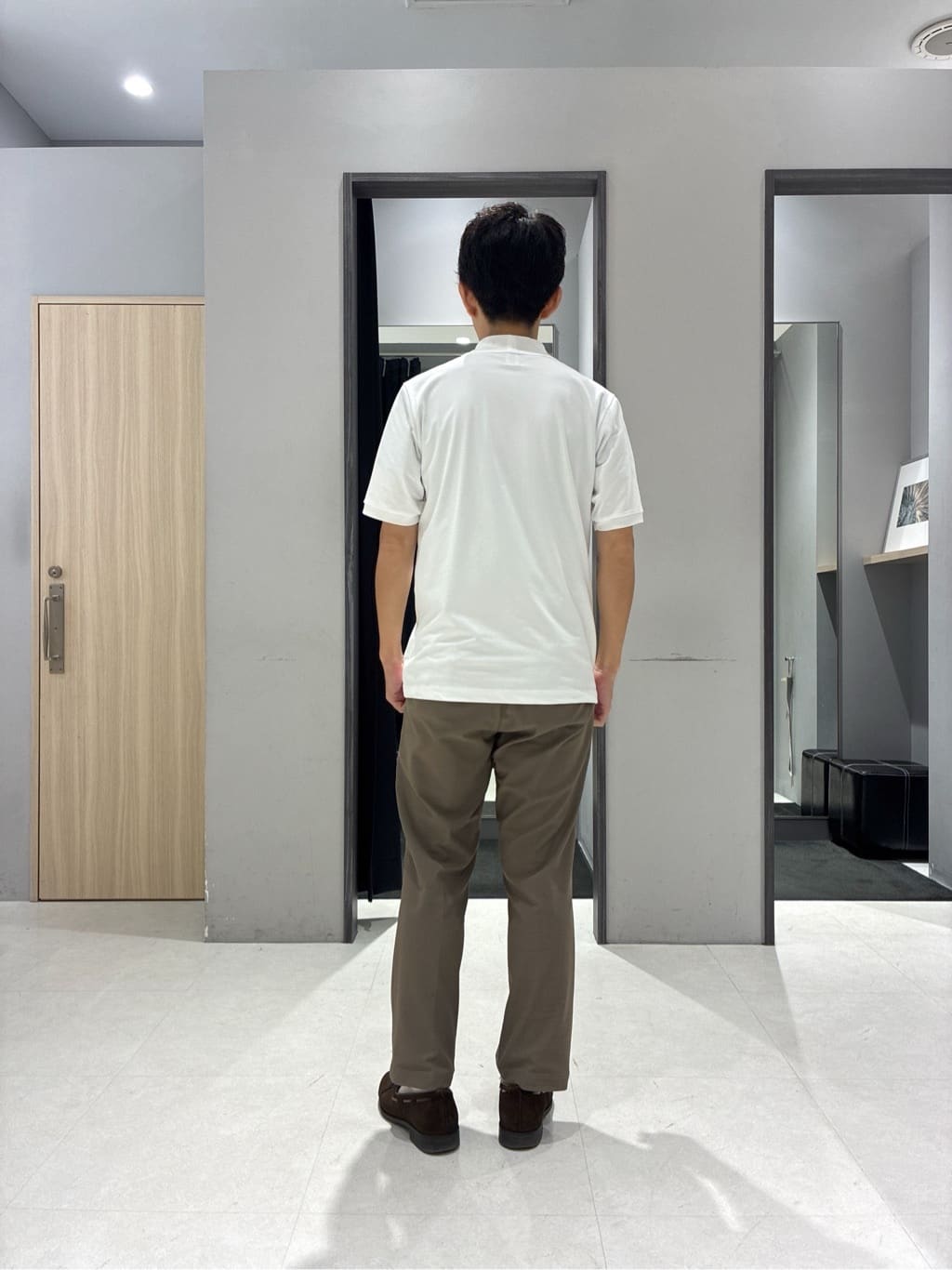 わいずみさんの「TAKEO KIKUCHI｜【COOL CITY WEAR】ストライプジャージ ボタンダウンシャツ /接触冷感」を使ったコーディネート