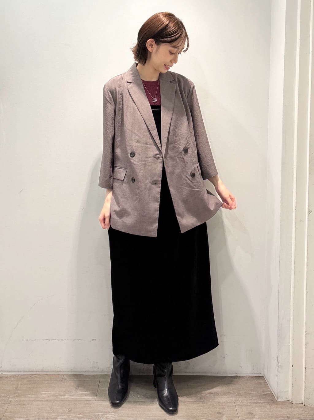 ぶまりんさんの「OPAQUE.CLIP｜リネンライクダブルジャケット【洗える】」を使ったコーディネート