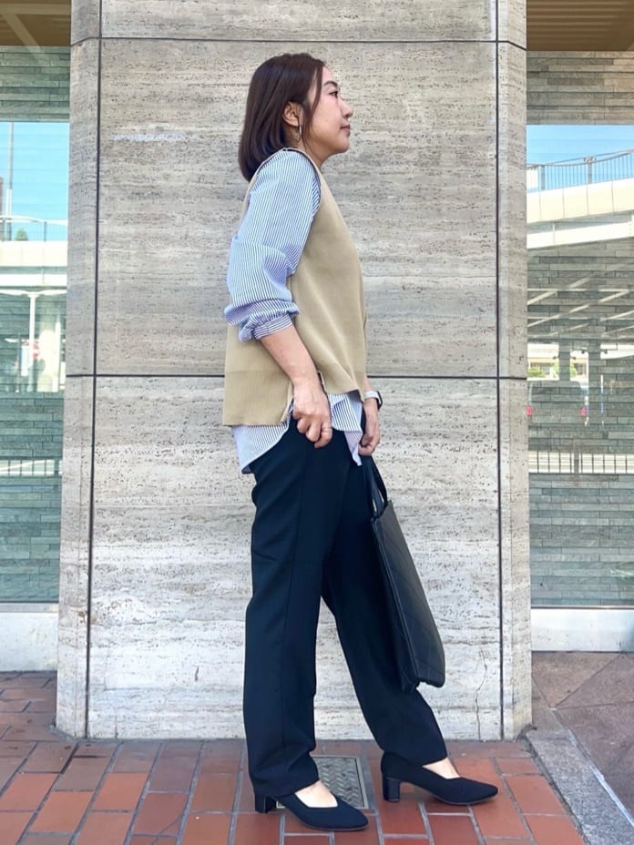 harusakuさんの「SHOO･LA･RUE｜【S-LL/2点セット】着回し自在 ニットベスト＋フレアブラウス」を使ったコーディネート