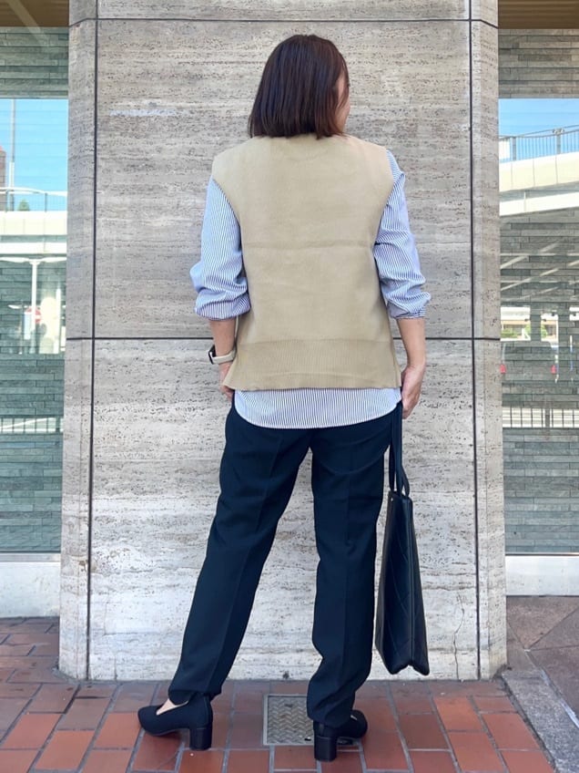 harusakuさんの「SHOO･LA･RUE｜【S-LL/2点セット】着回し自在 ニットベスト＋フレアブラウス」を使ったコーディネート