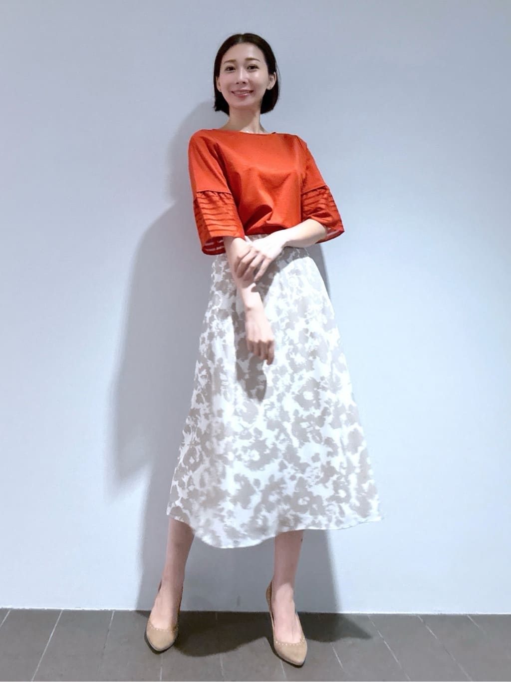 Yukaさんの「COUP DE CHANCE｜【手洗い可／日本製】花柄フレアスカート」を使ったコーディネート