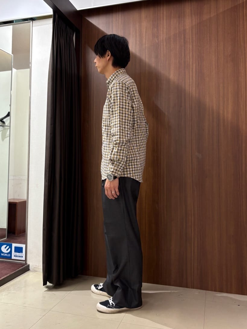 かたやまさんの「TAKEO KIKUCHI｜チェックボーラーガーゼシャツ」を使ったコーディネート