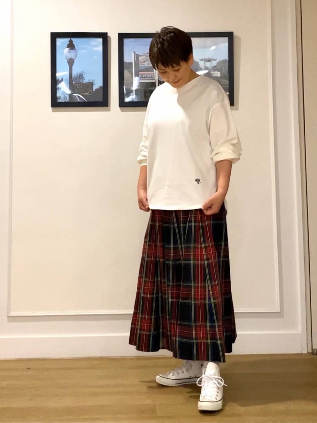 Hiroさんの「Dessin｜【360度可愛い・洗える】バックヘンリーカットソー」を使ったコーディネート