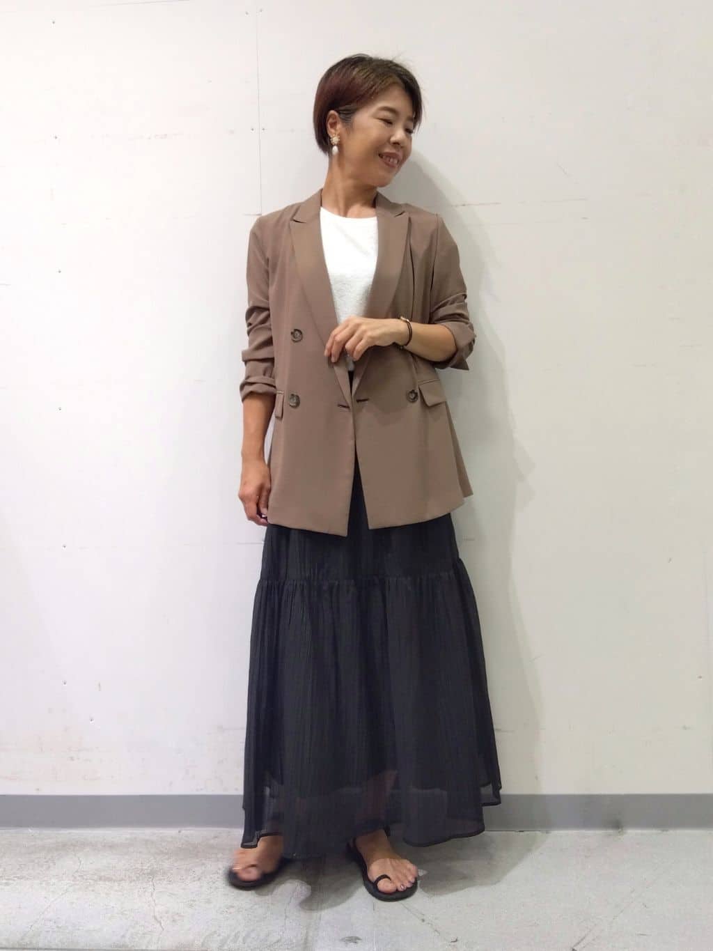 Kさんの「INDIVI｜【軽く羽織れる！】ダブルジャケット」を使ったコーディネート