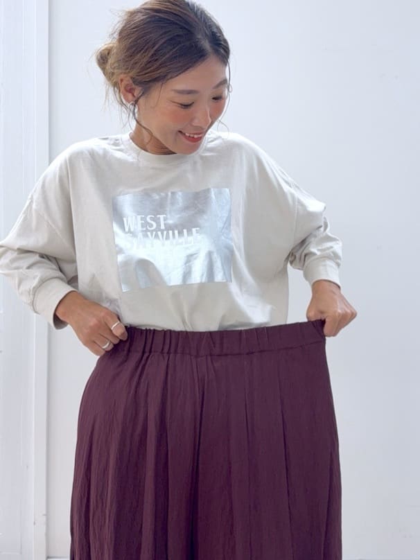 Osawaさんの「Dessin｜【洗える】箔プリントロングTシャツ」を使ったコーディネート