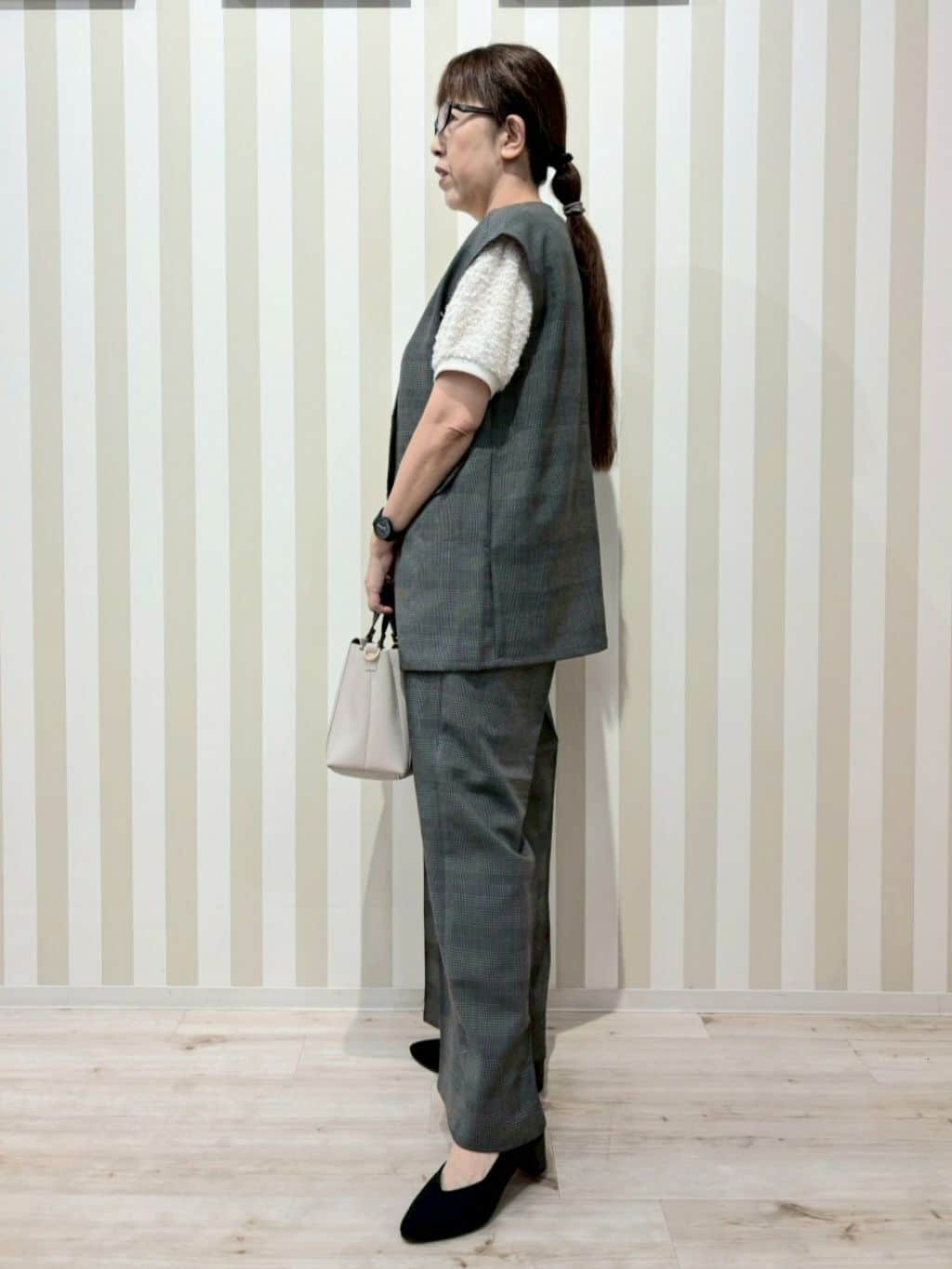 nonaさんの「SHOO･LA･RUE｜【S-LL/セットアップ可/洗濯後しわになりにくい】ダブルベスト」を使ったコーディネート