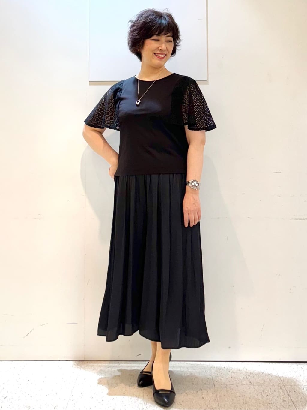 ヤスコさんの「Reflect｜幾何レーススリーブプルオーバージャージ」を使ったコーディネート