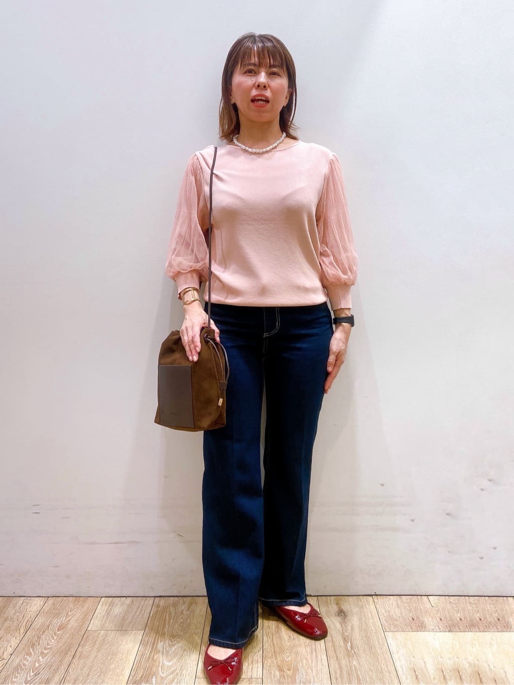 YUKOさんの「index｜《5色展開》マジョリカプリーツスリーブニット【洗濯機洗い可】」を使ったコーディネート