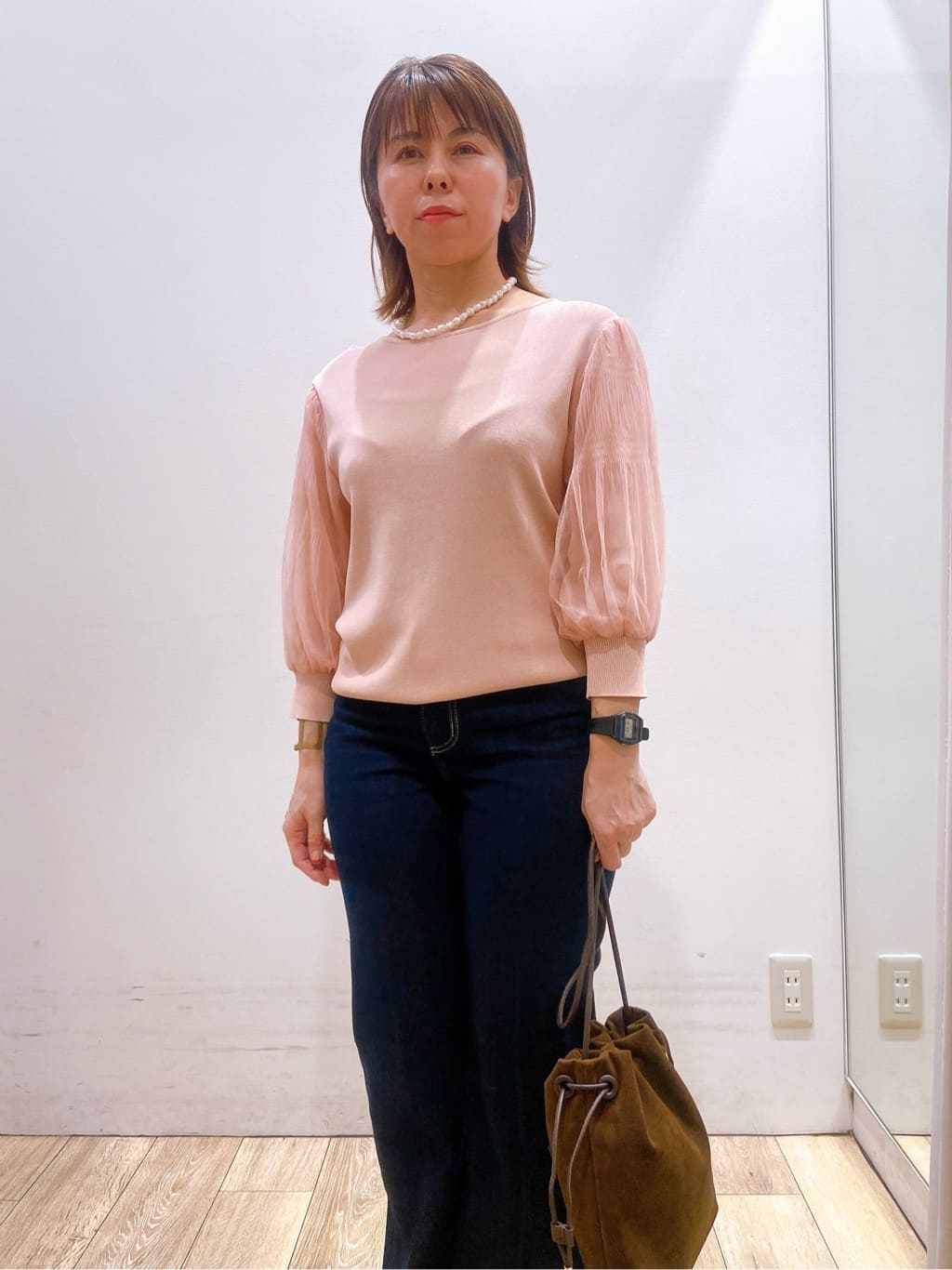 YUKOさんの「index｜《5色展開》マジョリカプリーツスリーブニット【洗濯機洗い可】」を使ったコーディネート