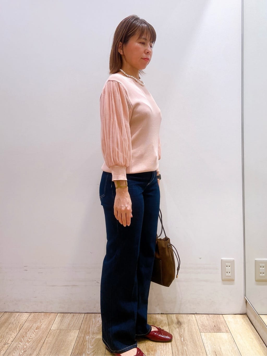 YUKOさんの「index｜《5色展開》マジョリカプリーツスリーブニット【洗濯機洗い可】」を使ったコーディネート