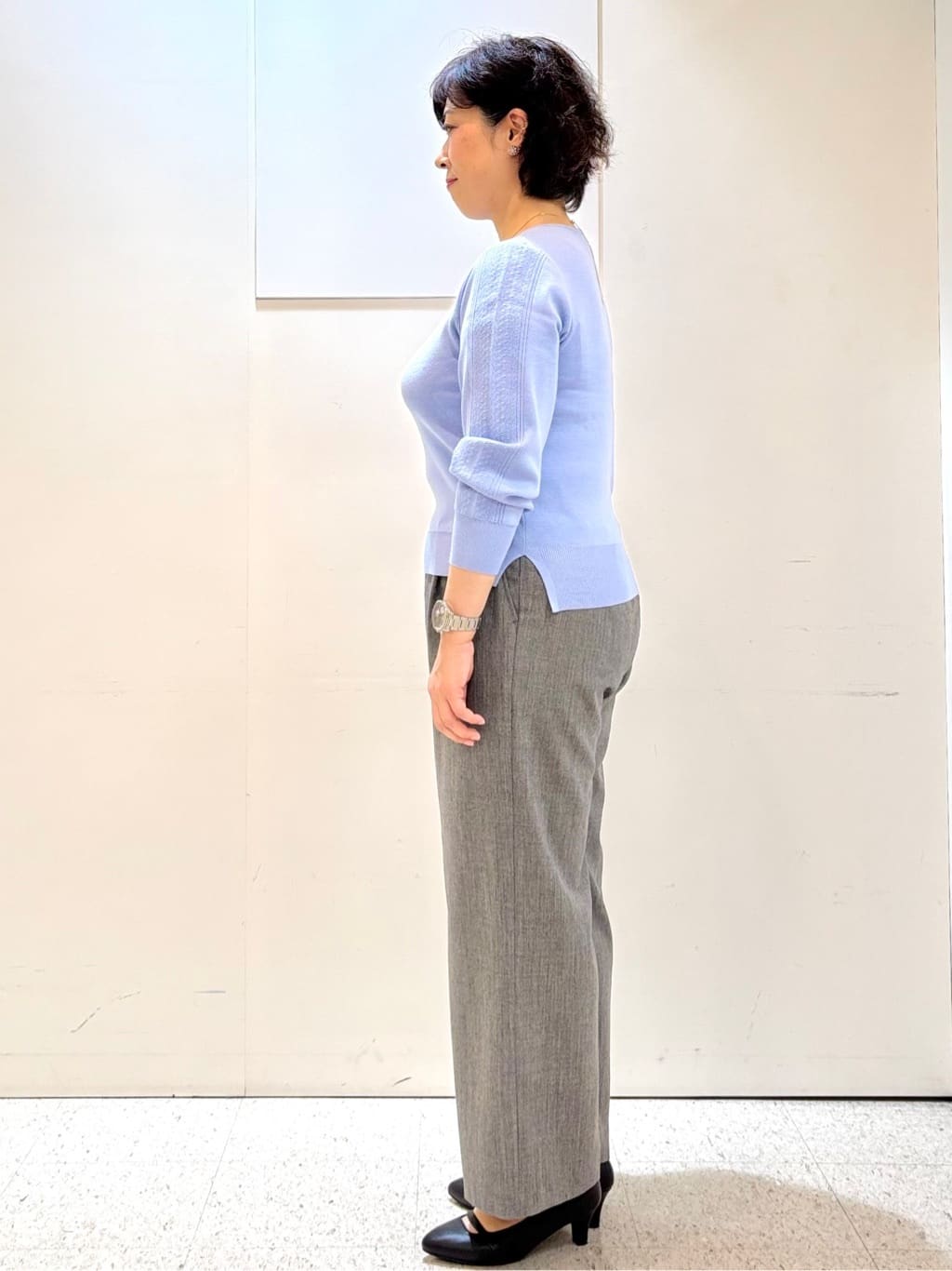 ヤスコさんの「Reflect｜【選べる6色／長く着られる◎】ボートネックニット」を使ったコーディネート