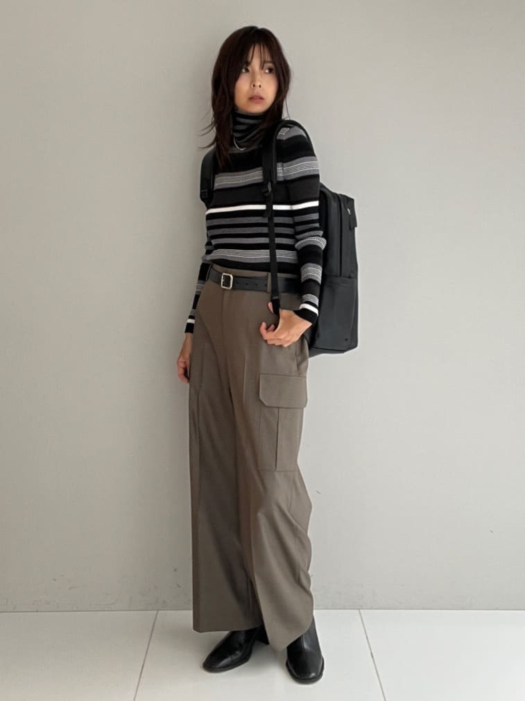 misaさんの「DRESSTERIOR｜シルクブレンドメリノウールリブプルオーバー」を使ったコーディネート