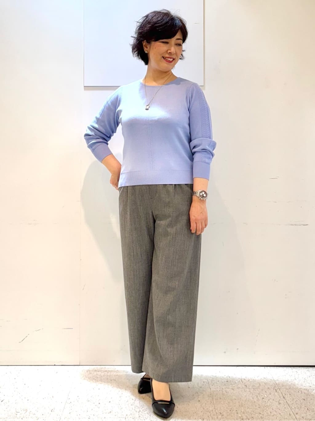 ヤスコさんの「Reflect｜【選べる6色／長く着られる◎】ボートネックニット」を使ったコーディネート