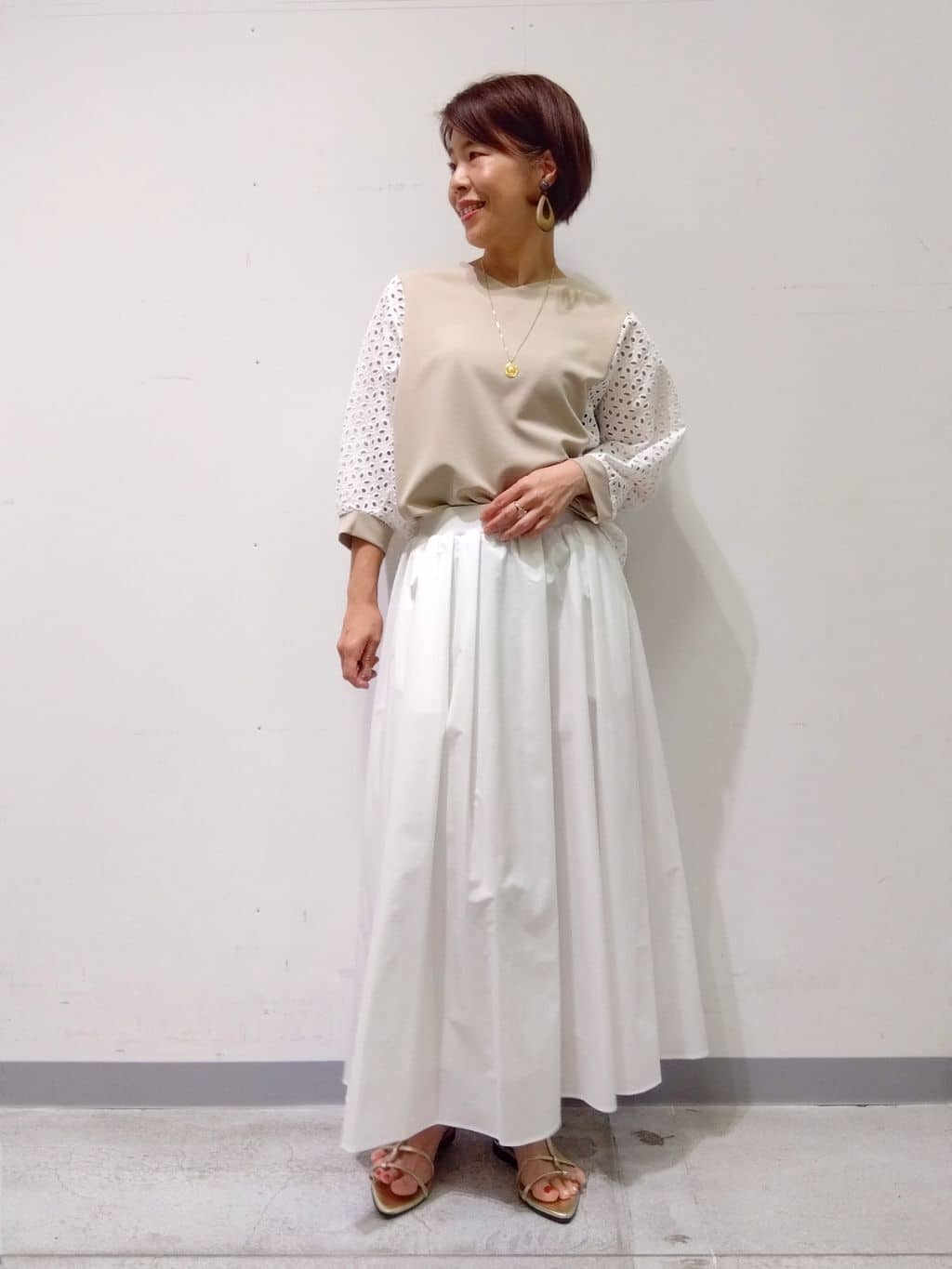 Kさんの「INDIVI｜【洗える／清涼感◎】ワイドフレアパンツ／スカーチョ」を使ったコーディネート