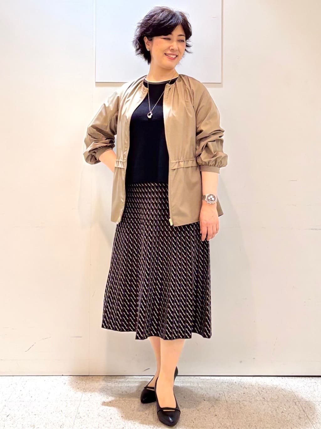 ヤスコさんの「Reflect｜【パンツにもスカートにも合わせやすい◎】ライティブルゾン」を使ったコーディネート