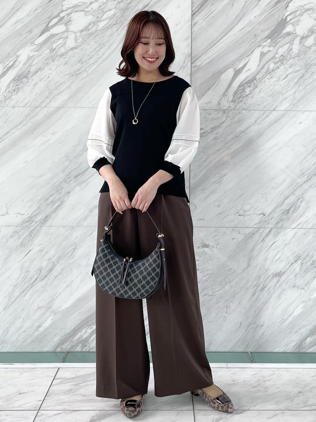 yukariさんの「Reflect｜【WEB先行カラーあり／手洗い可】ジョーゼットスリーブ&times;ニット」を使ったコーディネート