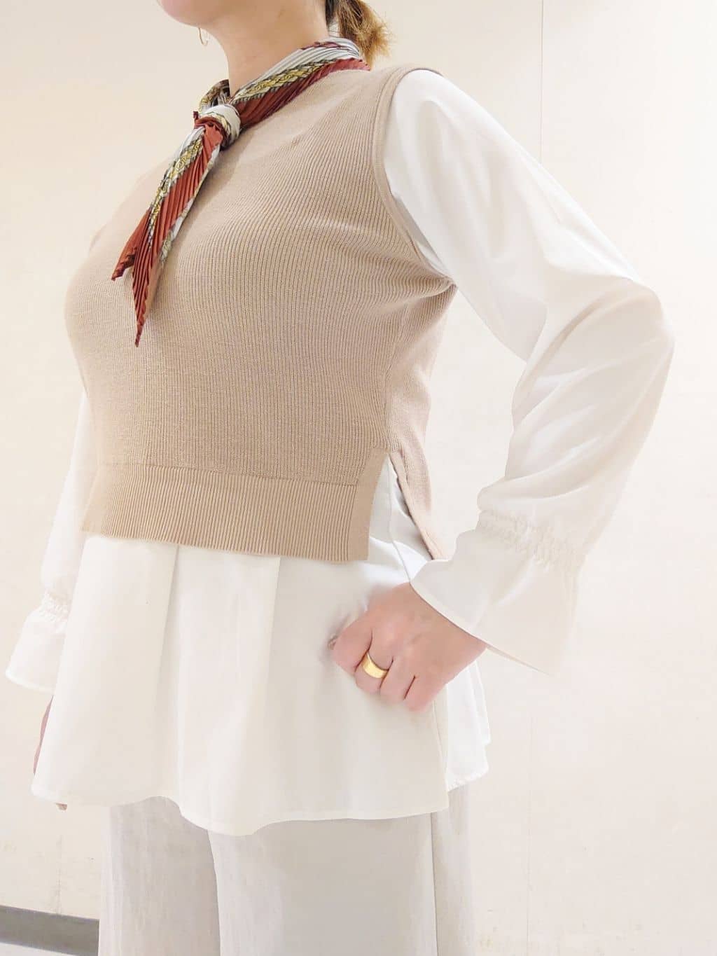 mitsuさんの「COUP DE CHANCE｜◆【手洗い可】重ね着風ニットトップス」を使ったコーディネート
