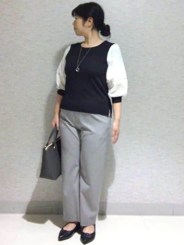 sakoさんの「Reflect｜【WEB先行カラーあり／手洗い可】ジョーゼットスリーブ&times;ニット」を使ったコーディネート