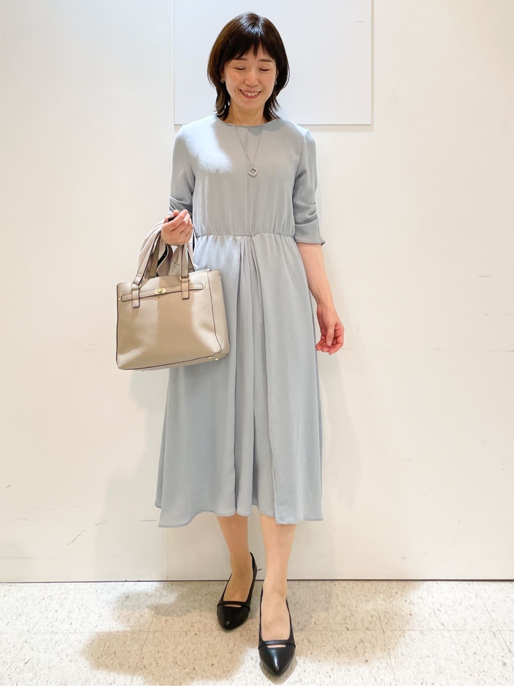 めいさんの「Reflect｜【吸水速乾／防しわ】シルキープリーツワンピース」を使ったコーディネート