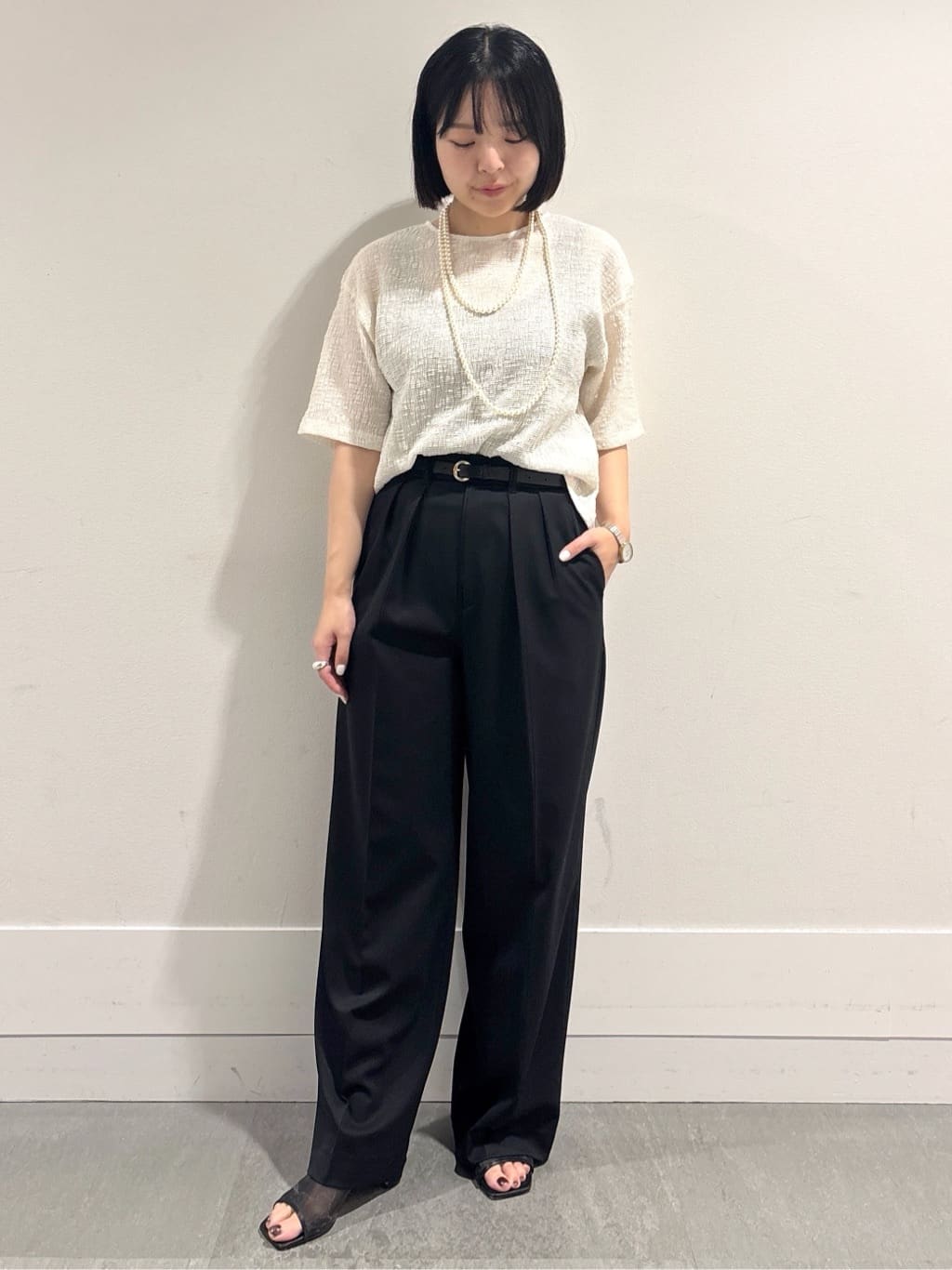 モエカさんの「UNTITLED｜【五分袖/ジャージトップス】スラブカールマイヤープルオーバー」を使ったコーディネート