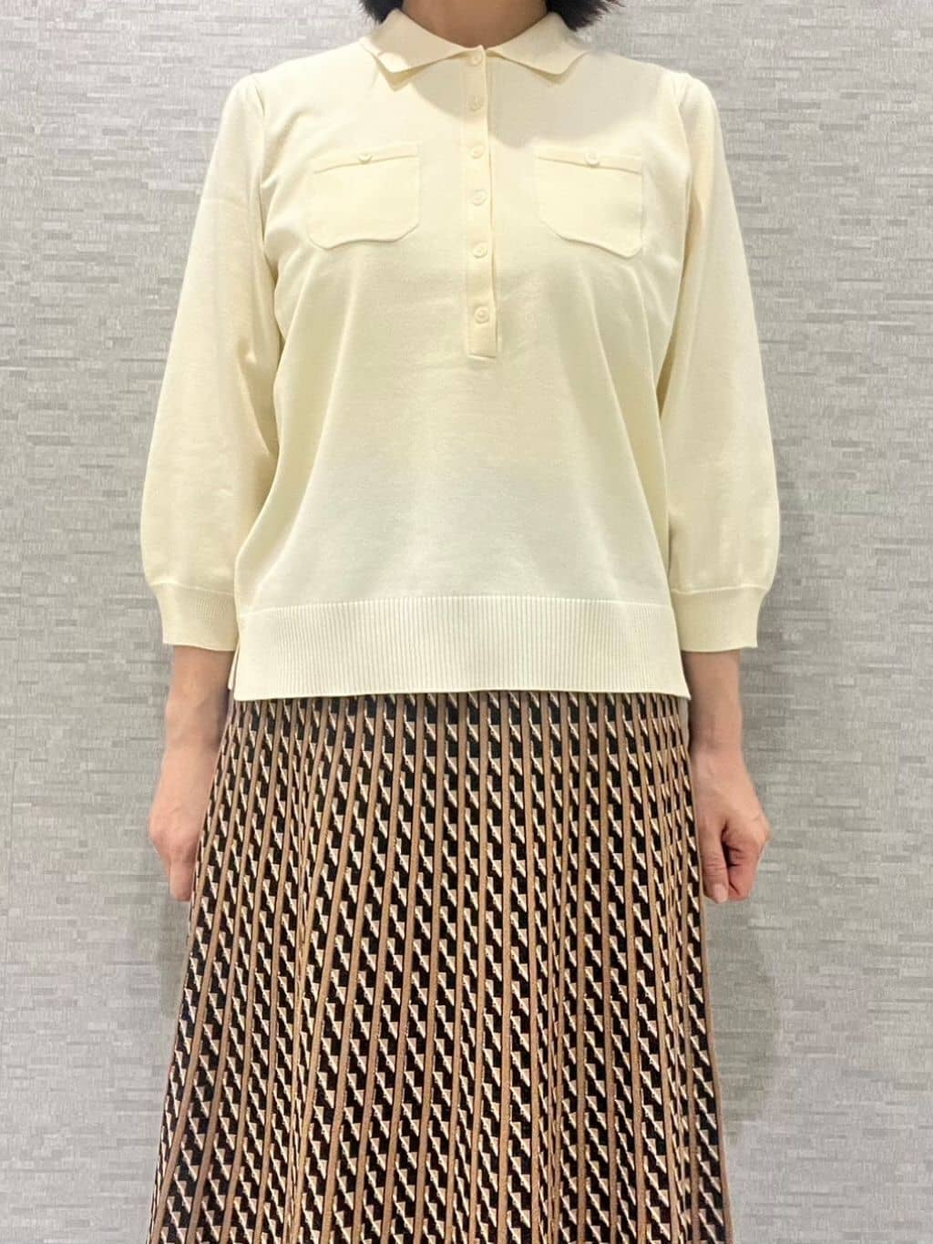 marikoさんの「Reflect｜【透けにくい◎】衿付き七分袖ニット」を使ったコーディネート