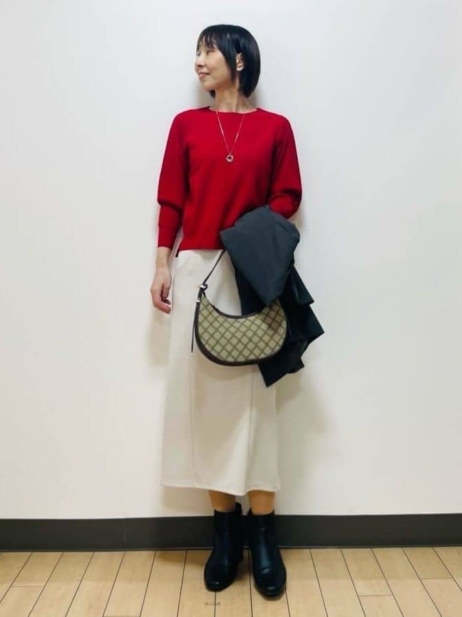 Riiさんの「Reflect｜【選べる6色／長く着られる◎】ボートネックニット」を使ったコーディネート