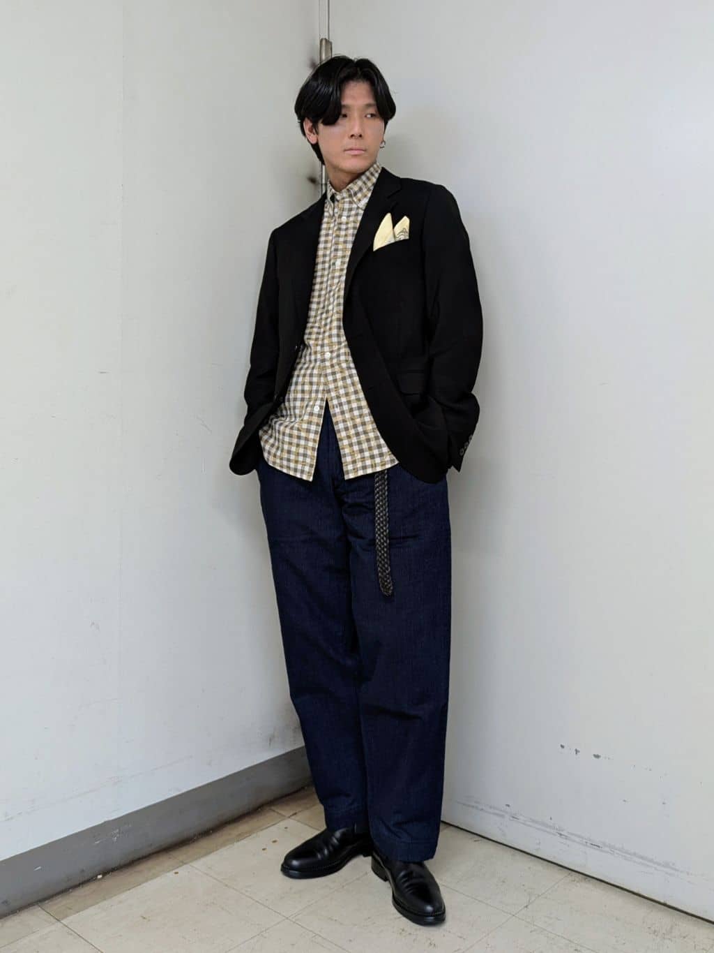 ryoさんの「TAKEO KIKUCHI｜ディープブラック ジャケット」を使ったコーディネート