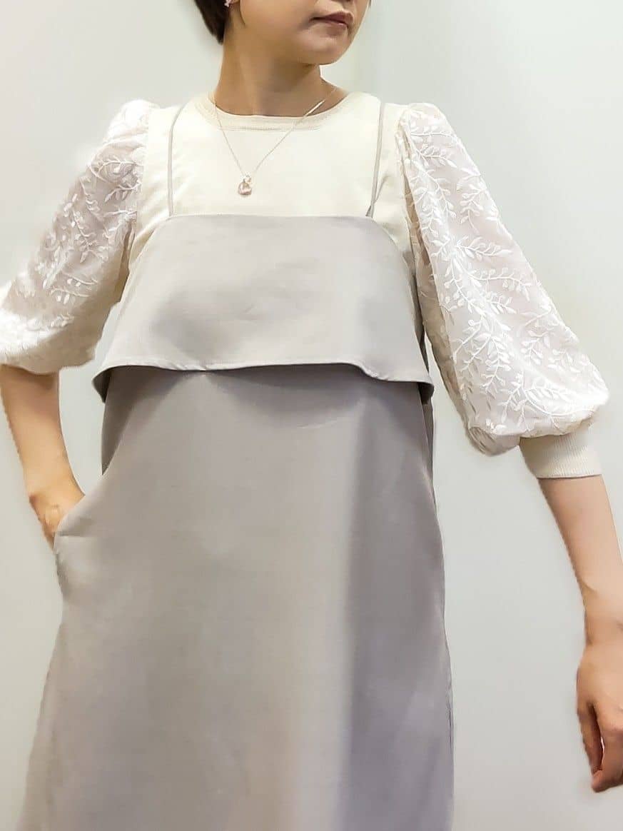 やまちゃんさんの「grove｜【カセット服】洗えるAラインキャミワンピース」を使ったコーディネート
