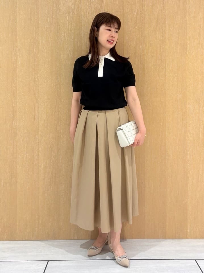 CHISATOさんの「UNTITLED｜【トレンド/きれいめ】5分袖ポロニット」を使ったコーディネート