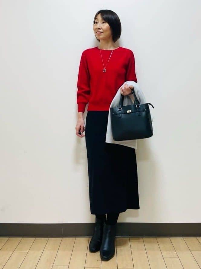 Riiさんの「Reflect｜【選べる6色／長く着られる◎】ボートネックニット」を使ったコーディネート