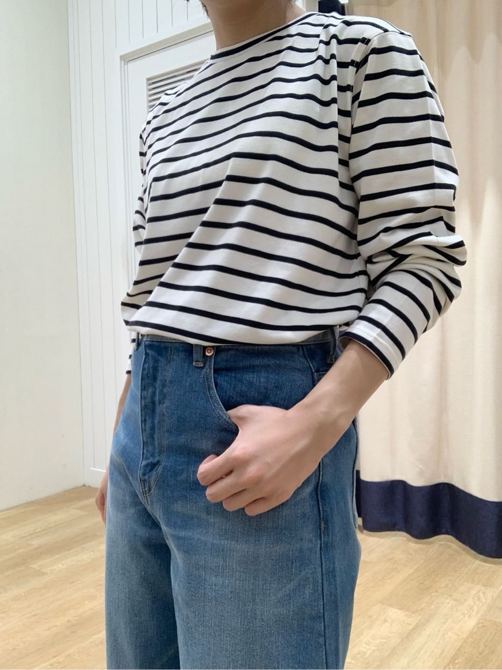 IMARIさんの「Dessin｜【選べる首元デザイン/洗える】クルーネックロングTシャツ」を使ったコーディネート