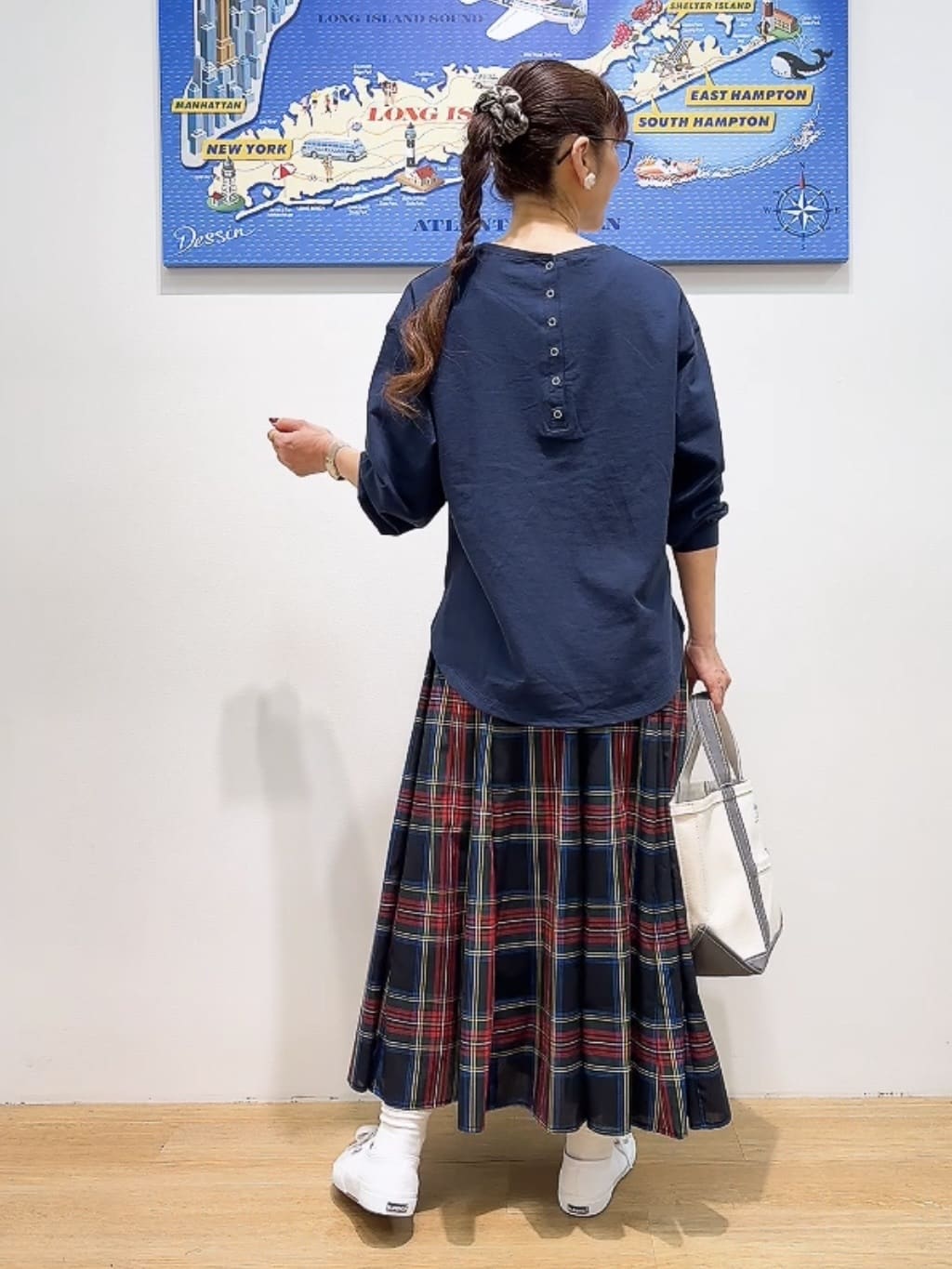 Yasucoさんの「Dessin｜【360度可愛い・洗える】バックヘンリーカットソー」を使ったコーディネート