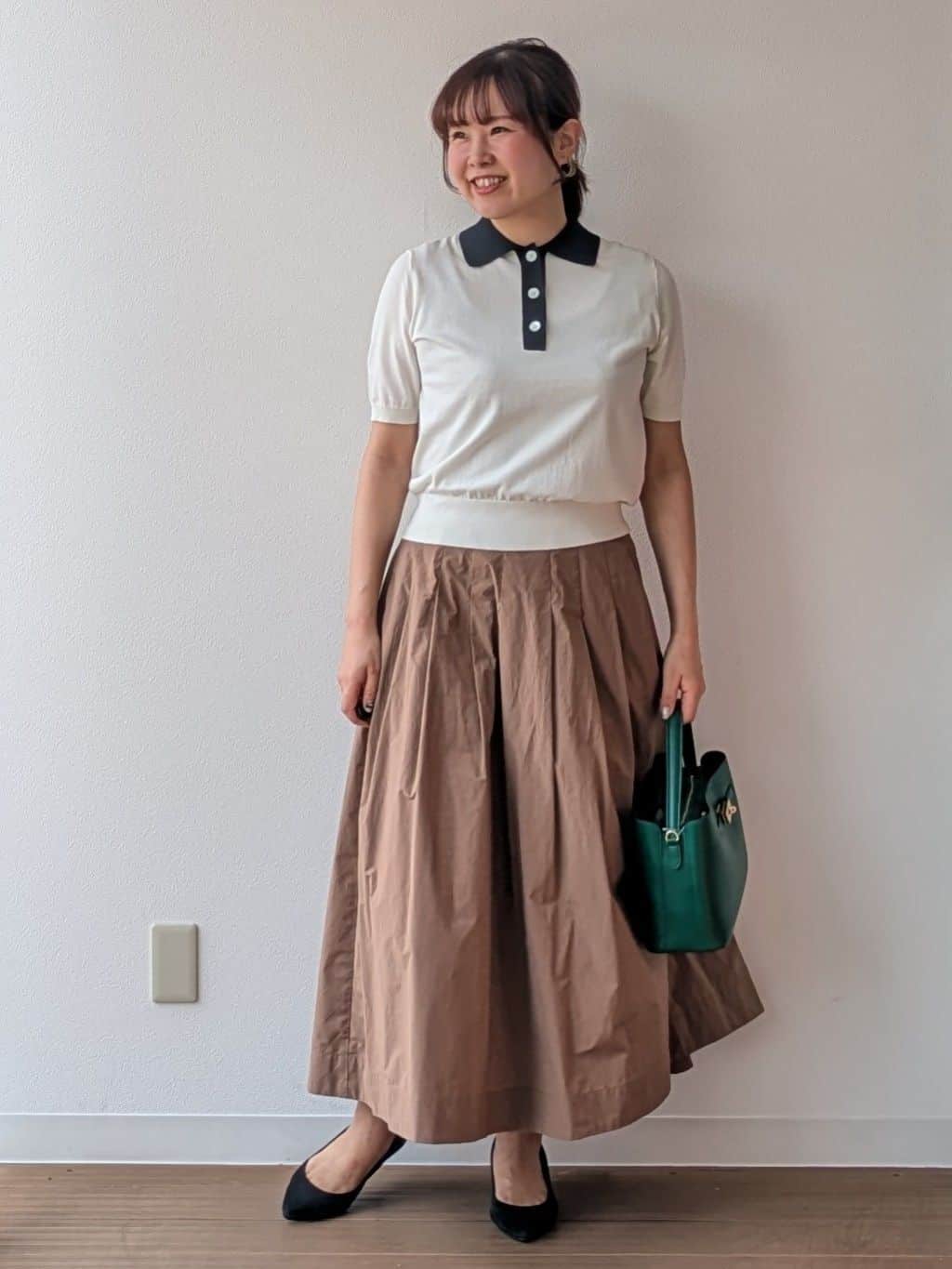 なみきさんの「UNTITLED｜【トレンド/きれいめ】5分袖ポロニット」を使ったコーディネート