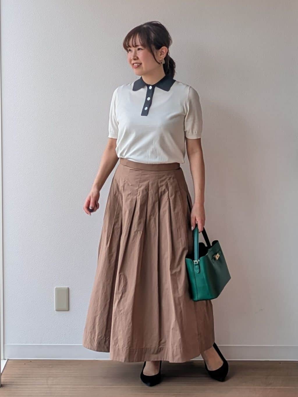 なみきさんの「UNTITLED｜【トレンド/きれいめ】5分袖ポロニット」を使ったコーディネート