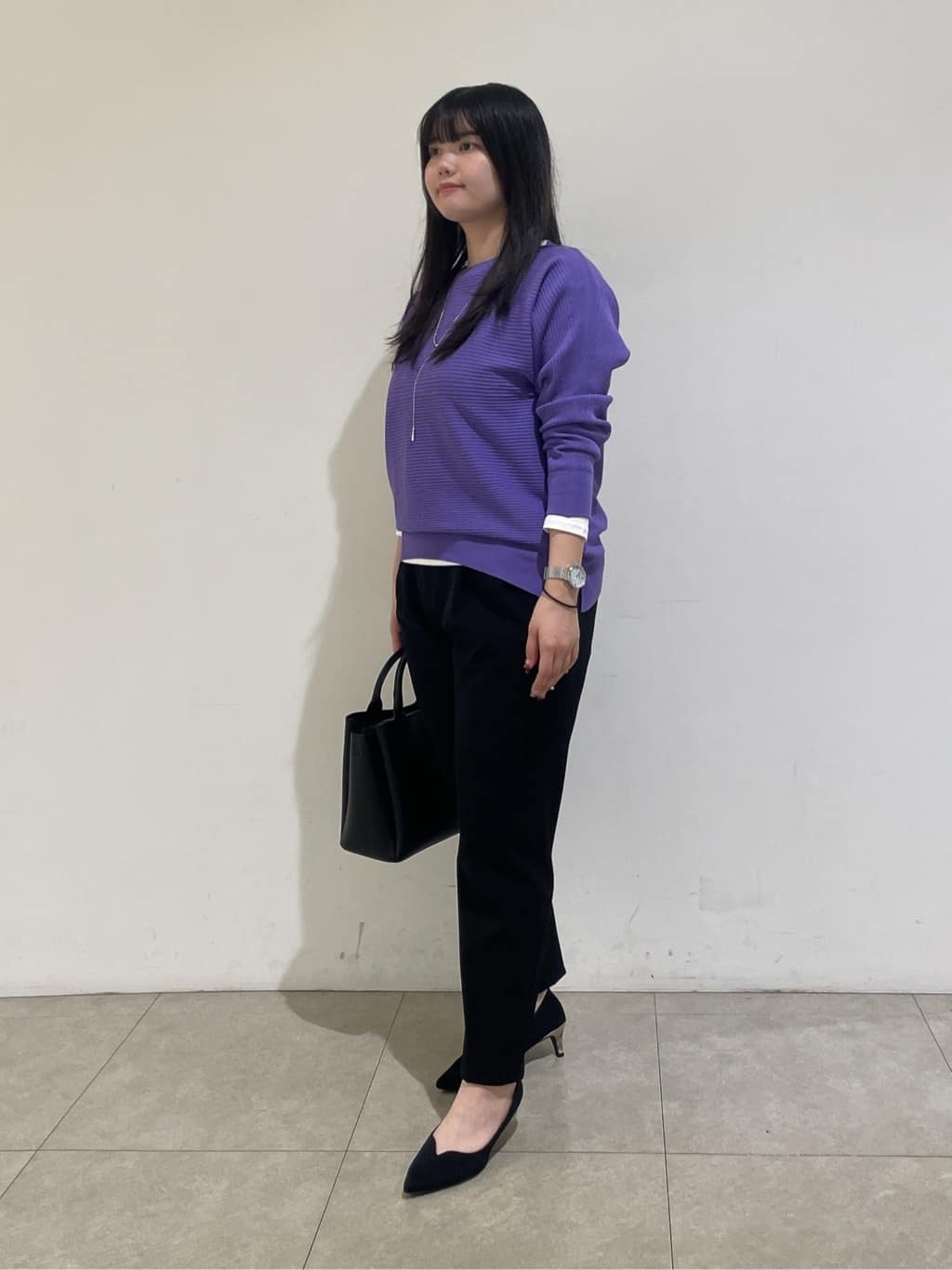 emikaさんの「INDIVI｜【洗える／体型カバー】美シルエットニット」を使ったコーディネート