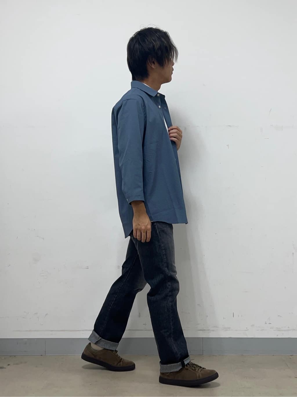 Hiroさんの「TAKEO KIKUCHI｜【COOL CITY WEAR】DotAir（R）サッカー シャツ」を使ったコーディネート